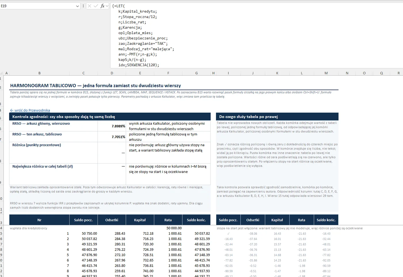 Excel — nazwana formuła tablicowa w pasku formuły